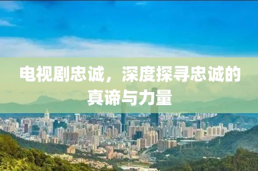 电视剧忠诚，深度探寻忠诚的真谛与力量