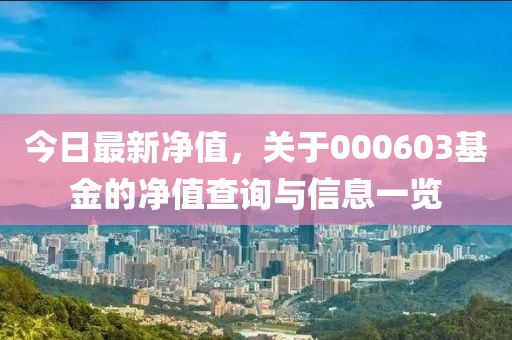 今日最新净值，关于000603基金的净值查询与信息一览