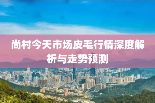 尚村今天市场皮毛行情深度解析与走势预测