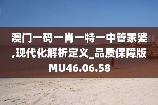澳门一码一肖一特一中管家婆,现代化解析定义_品质保障版MU46.06.58