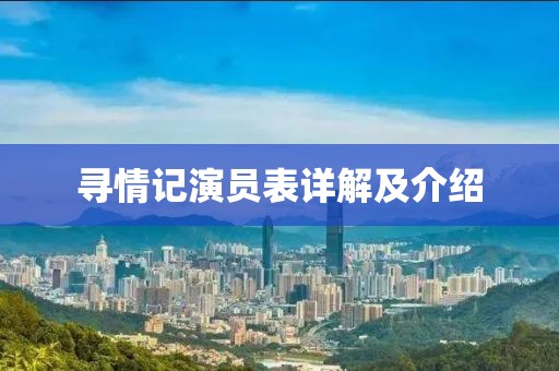 寻情记演员表详解及介绍