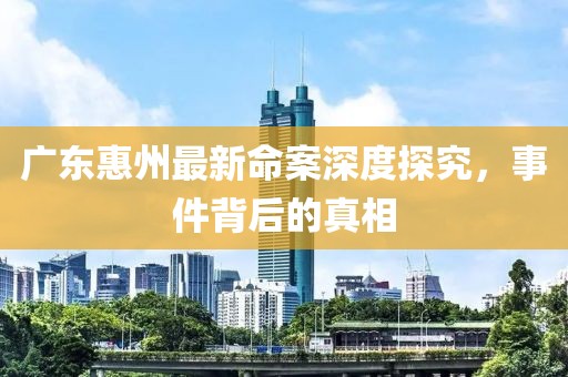 广东惠州最新命案深度探究，事件背后的真相