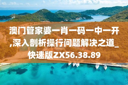 澳门管家婆一肖一码一中一开,深入剖析操行问题解决之道_快速版ZX56.38.89