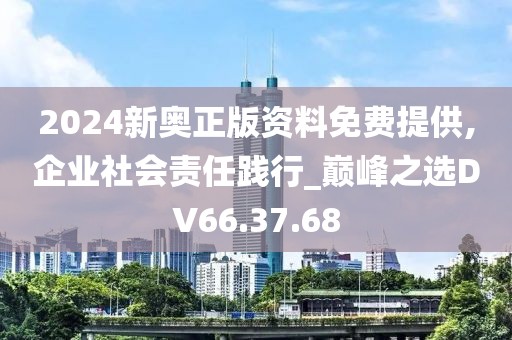 2024新奥正版资料免费提供,企业社会责任践行_巅峰之选DV66.37.68