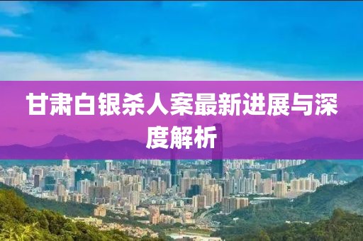 甘肃白银杀人案最新进展与深度解析