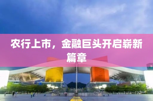 农行上市，金融巨头开启崭新篇章
