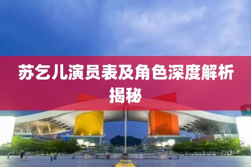 苏乞儿演员表及角色深度解析揭秘