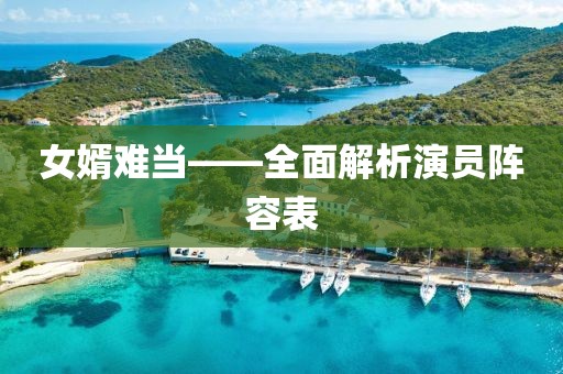 女婿难当——全面解析演员阵容表