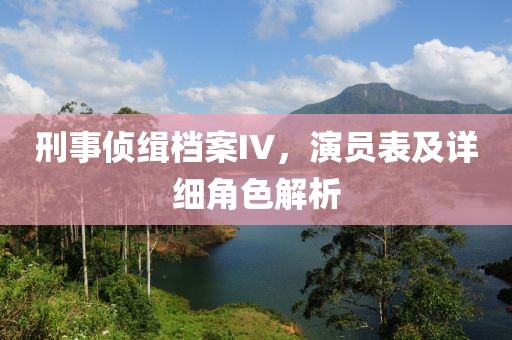 刑事侦缉档案IV，演员表及详细角色解析