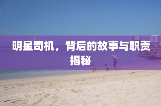 明星司机，背后的故事与职责揭秘