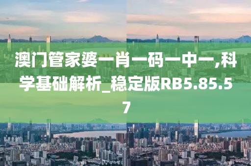 澳门管家婆一肖一码一中一,科学基础解析_稳定版RB5.85.57