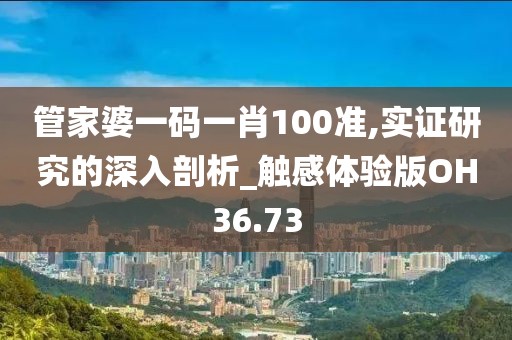 管家婆一码一肖100准,实证研究的深入剖析_触感体验版OH36.73