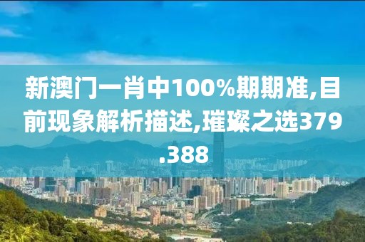 新澳门一肖中100%期期准,目前现象解析描述,璀璨之选379.388