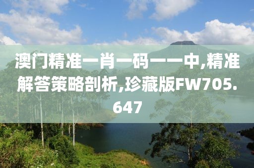 澳门精准一肖一码一一中,精准解答策略剖析,珍藏版FW705.647
