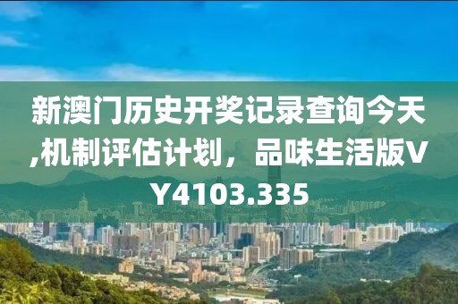新澳门历史开奖记录查询今天,机制评估计划，品味生活版VY4103.335