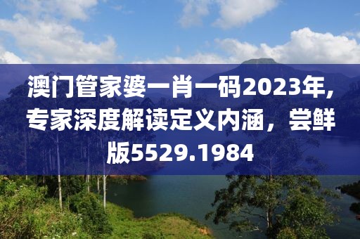 澳门管家婆一肖一码2023年,专家深度解读定义内涵，尝鲜版5529.1984