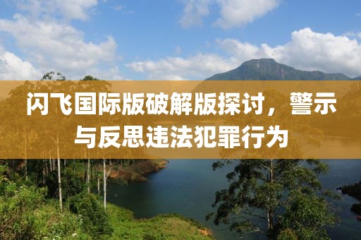 闪飞国际版破解版探讨，警示与反思违法犯罪行为