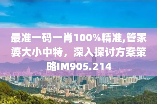 最准一码一肖100%精准,管家婆大小中特，深入探讨方案策略IM905.214