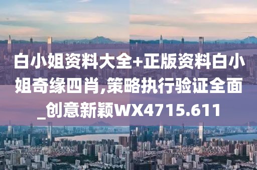 白小姐资料大全+正版资料白小姐奇缘四肖,策略执行验证全面_创意新颖WX4715.611
