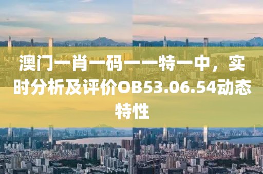 澳门一肖一码一一特一中，实时分析及评价OB53.06.54动态特性