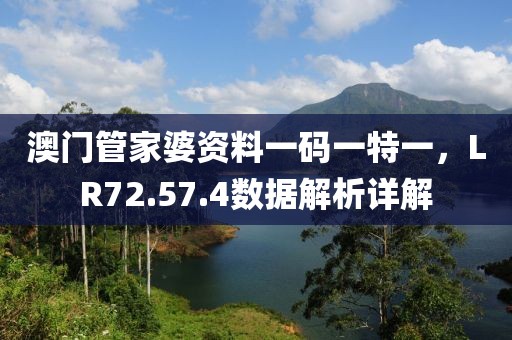 澳门管家婆资料一码一特一，LR72.57.4数据解析详解