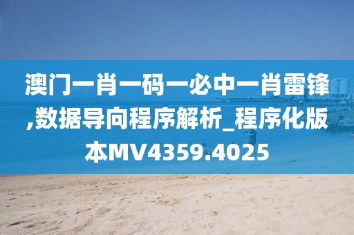 澳门一肖一码一必中一肖雷锋,数据导向程序解析_程序化版本MV4359.4025