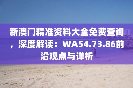 新澳门精准资料大全免费查询，深度解读：WA54.73.86前沿观点与详析