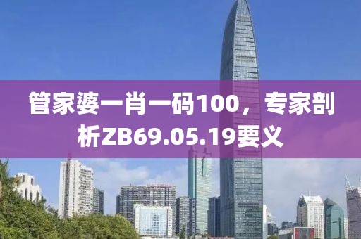 管家婆一肖一码100，专家剖析ZB69.05.19要义